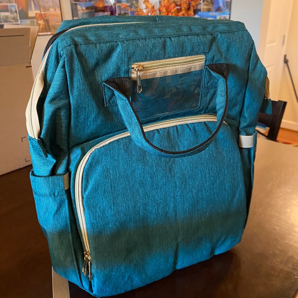 Brand New, Never Used Baby Diaper Bag with Collapsible Changing “Table”